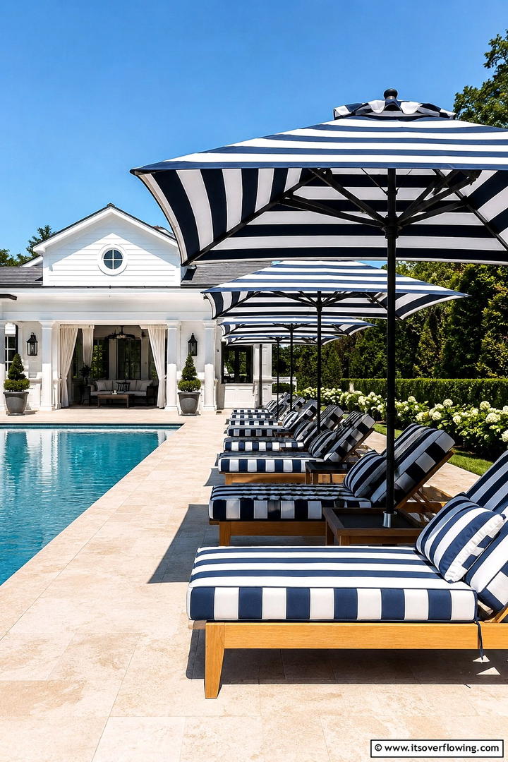 Classic Pool Umbrellas for Versatile Comfort - 30 Pool Shade Ideas for a Cool and Relaxing Oasis