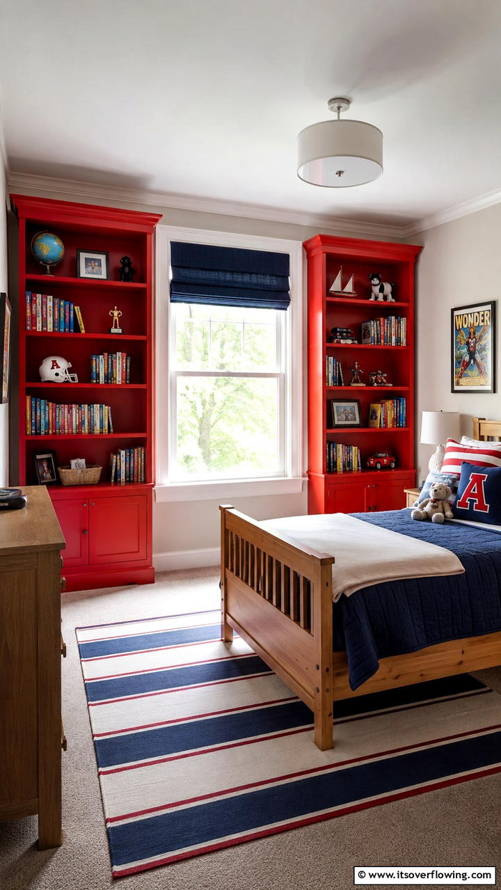 Classic Red Stripes on Walls - 20 Red Boy Room Ideas for a Fun and Energetic Space