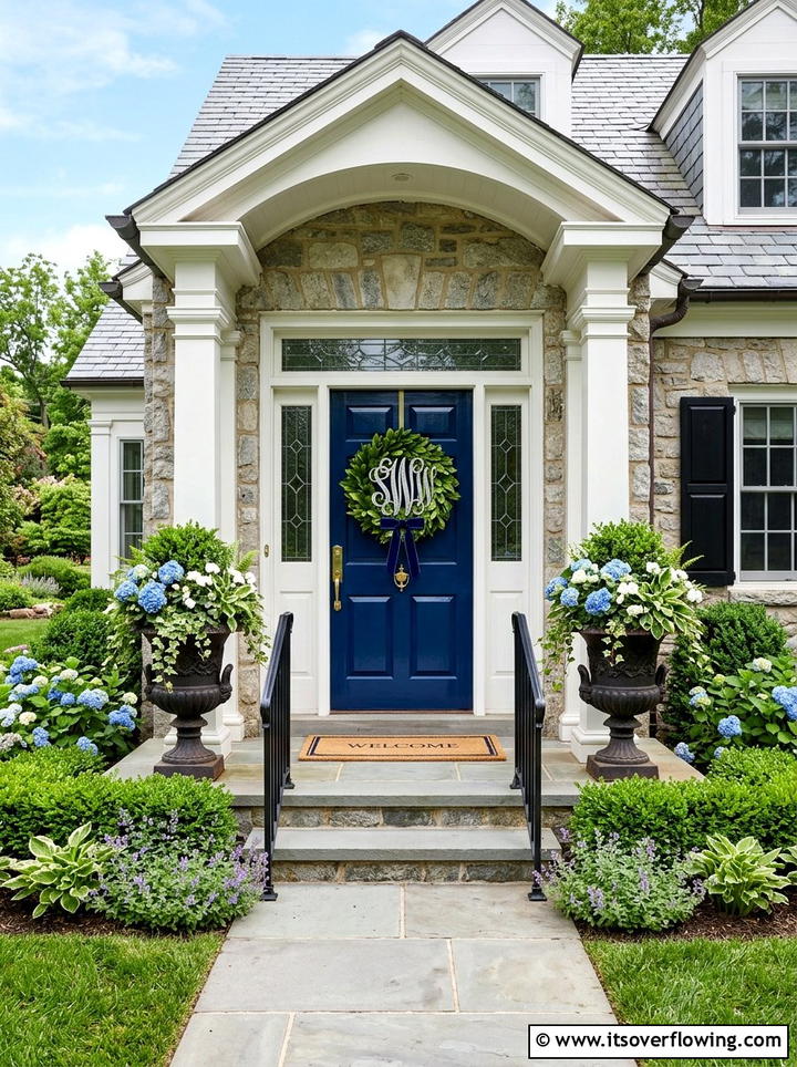 Classic Traditional Front Entrance - 25 front porch decor ideas with monogram wreath