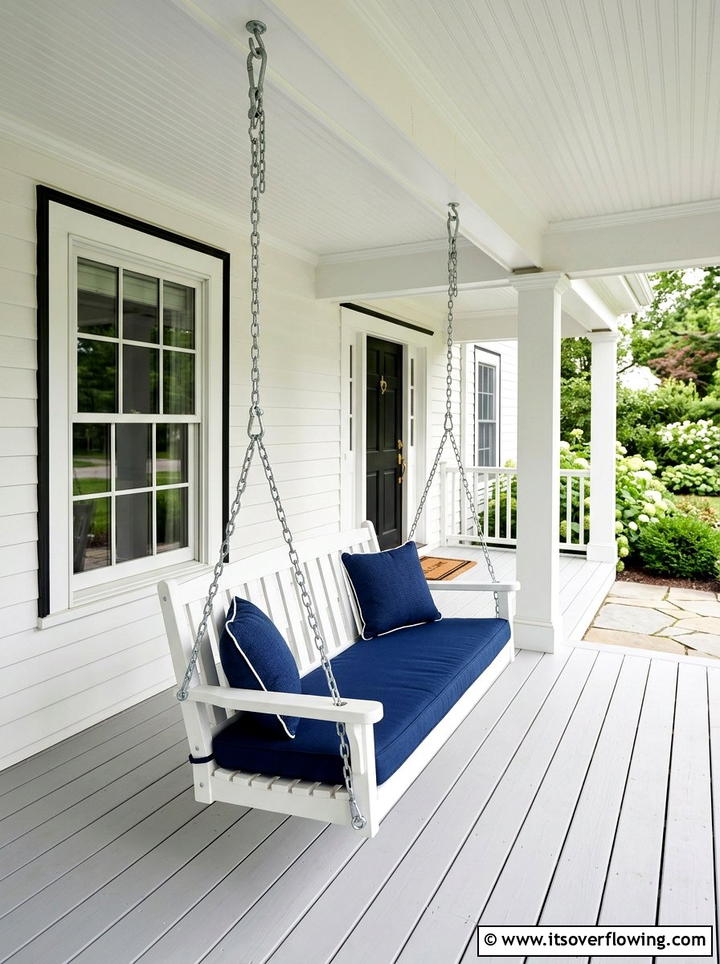 Classic White Porch Swing - 25 front porch ideas with bench seating