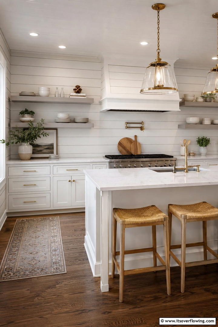 Classic White Shiplap Elegance - 30 Shiplap Backsplash Ideas to Elevate Kitchen Design