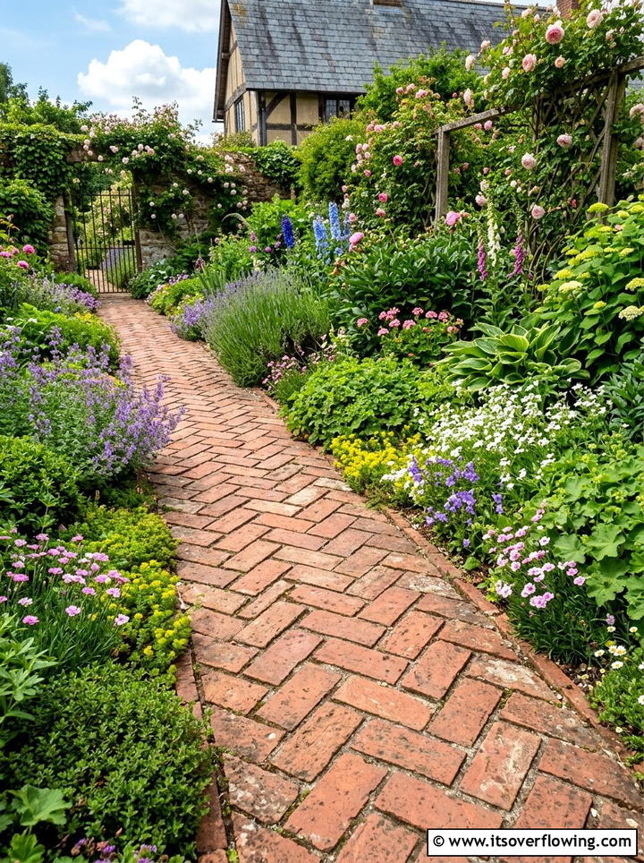 Classic brick garden path - 25 garden ideas for english style