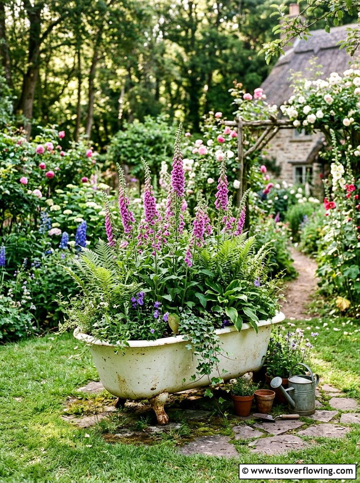 Clawfoot Tub Garden - 25 upcycled garden ideas
