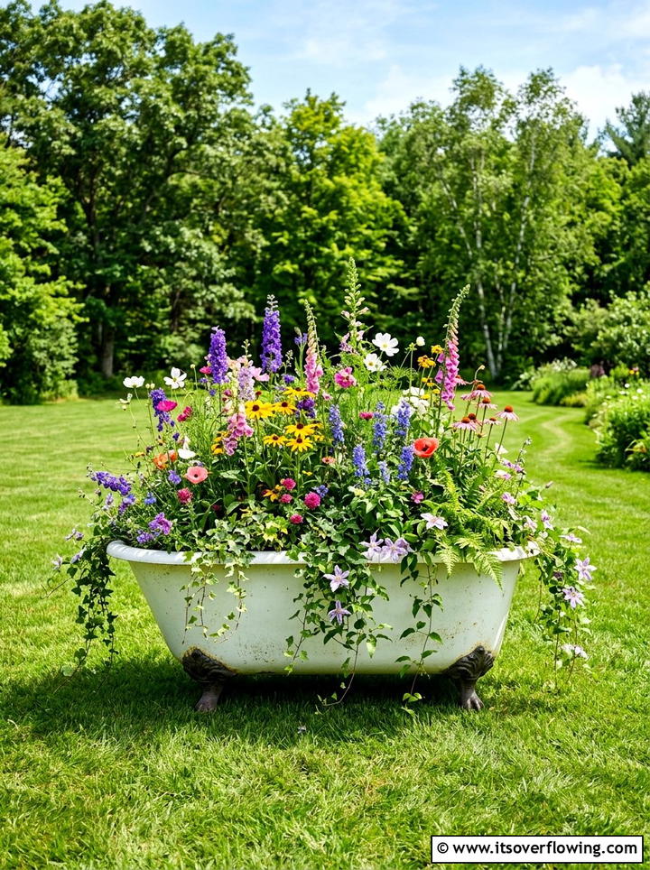 Clawfoot bathtub planter - 25 upcycled garden ideas diy