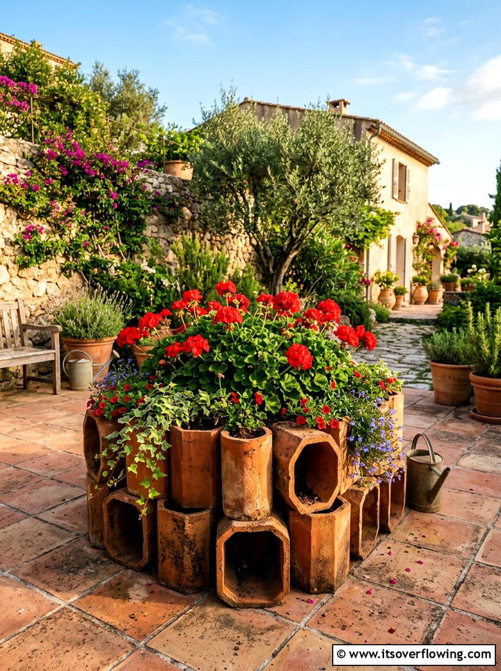 Clay Chimney Flue - 25 upcycled garden ideas with raised beds