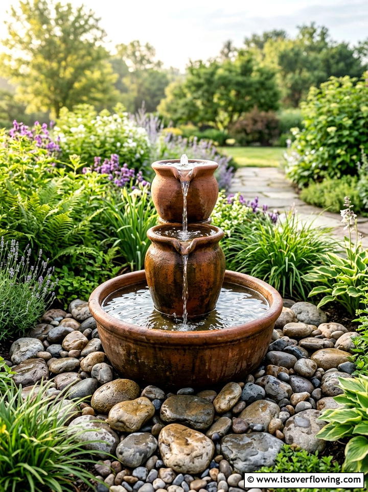 Clay Pot Fountain - 25 garden decor ideas diy
