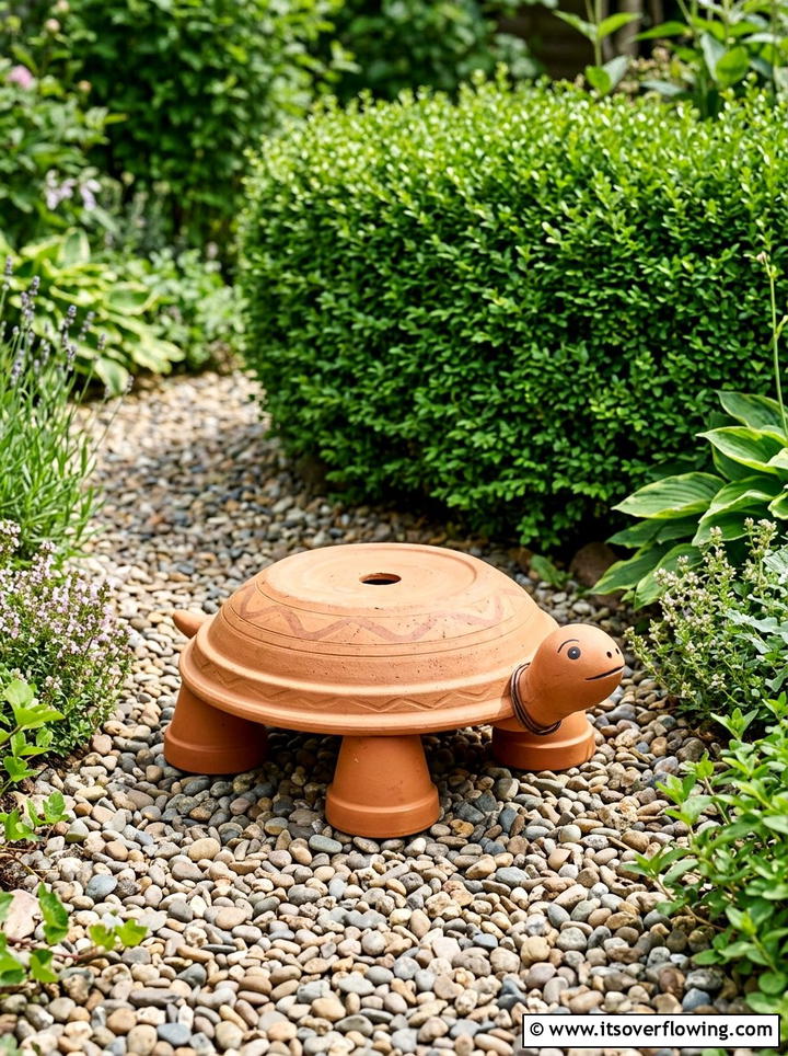 Clay Pot Turtle - 25 garden ideas with terracotta crafts
