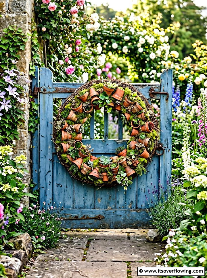Clay Pot Wreath - 25 garden ideas with terracotta crafts