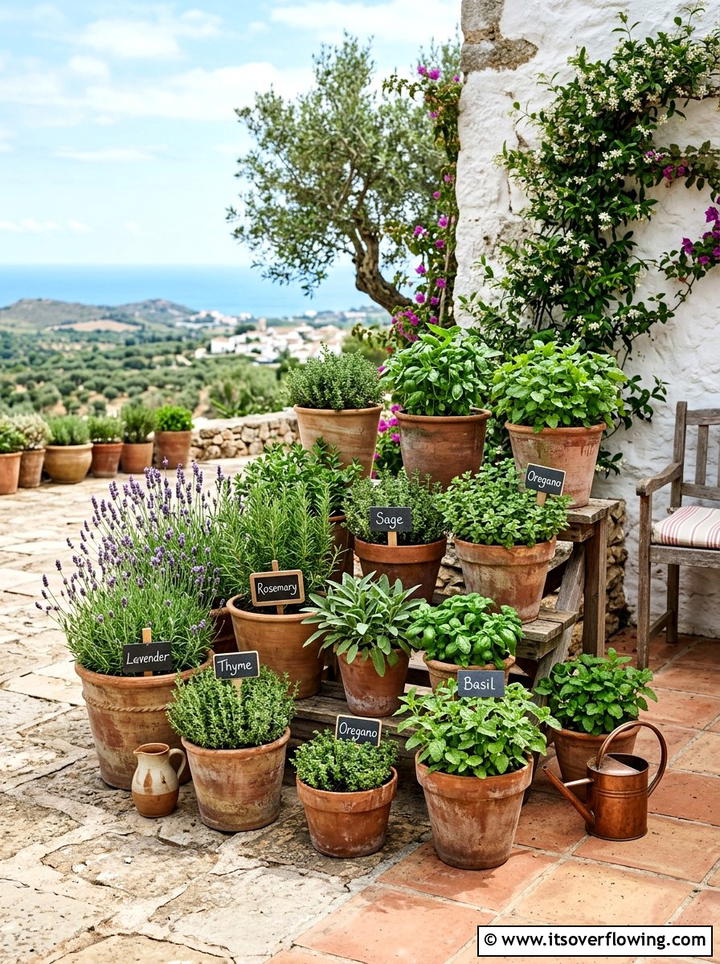 Clay pot herb garden - 25 creative garden ideas with medicinal herbs