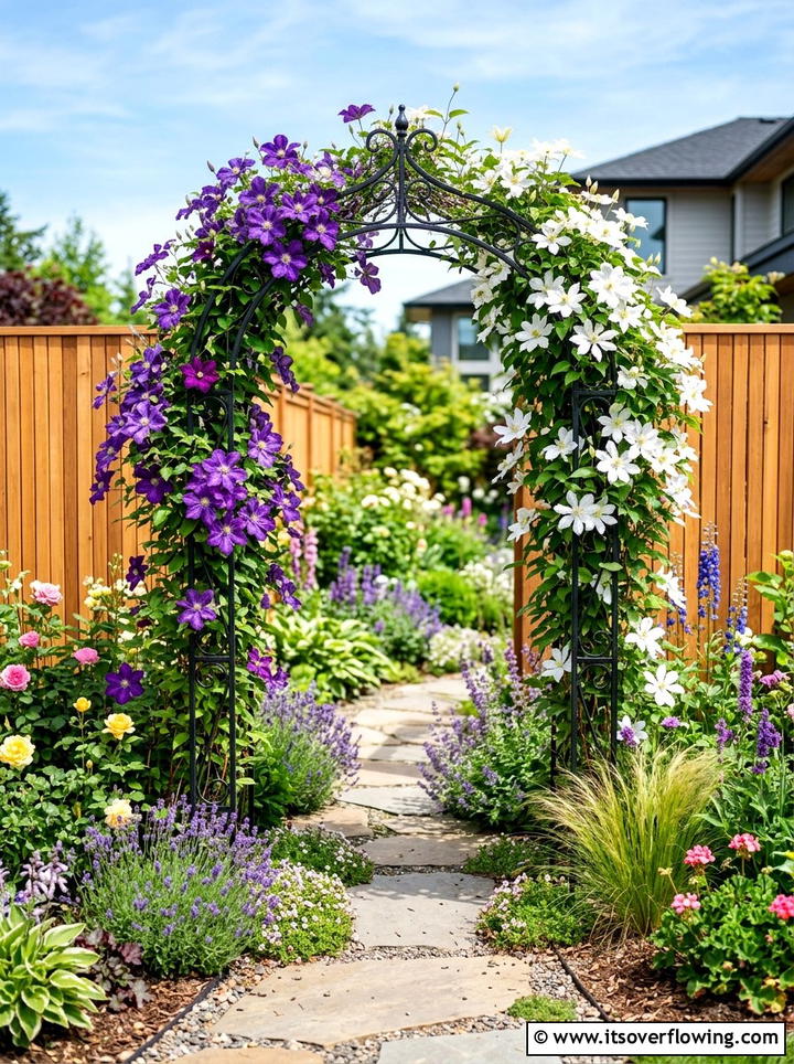 Clematis Flower Arch - 25 creative garden ideas with archway flowers
