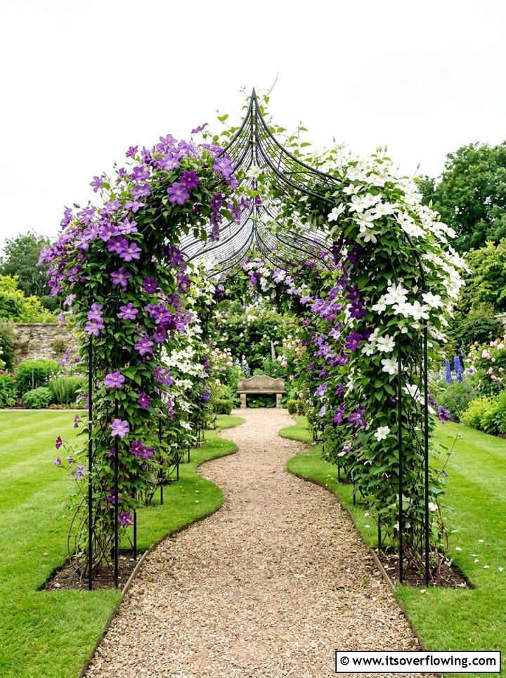 Clematis Flower Tunnel - 25 creative garden ideas with trellis tunnel