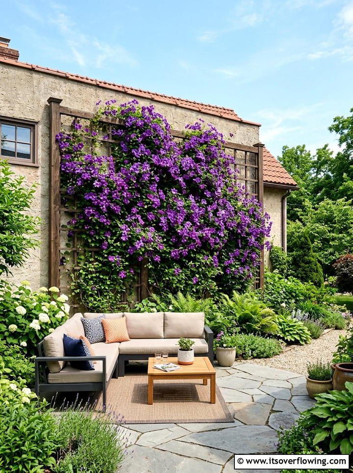 Clematis climbing wall - 25 creative garden ideas with hummingbird plants