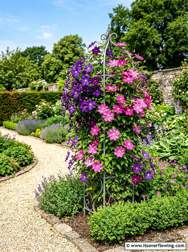 Clematis flower trellis - 25 creative garden ideas with pergola vines