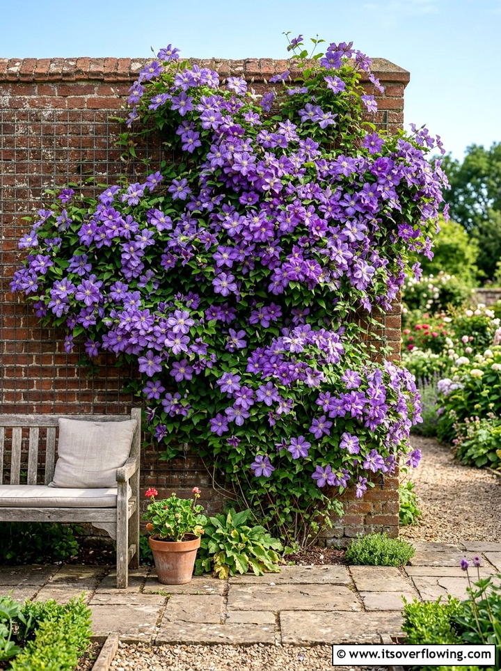 Clematis flower wall - 25 garden ideas with trellis