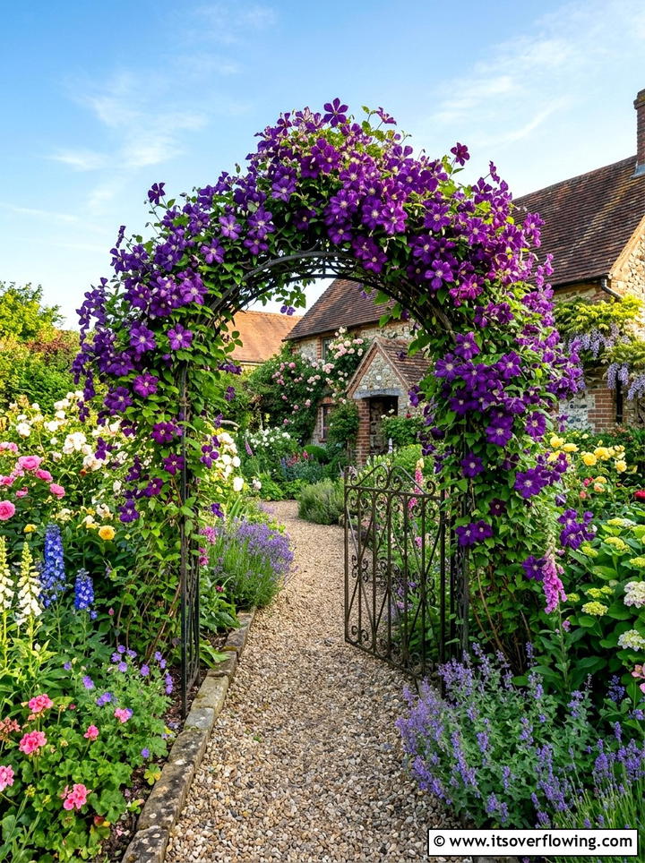 Clematis flowering arch - 25 garden ideas with arches