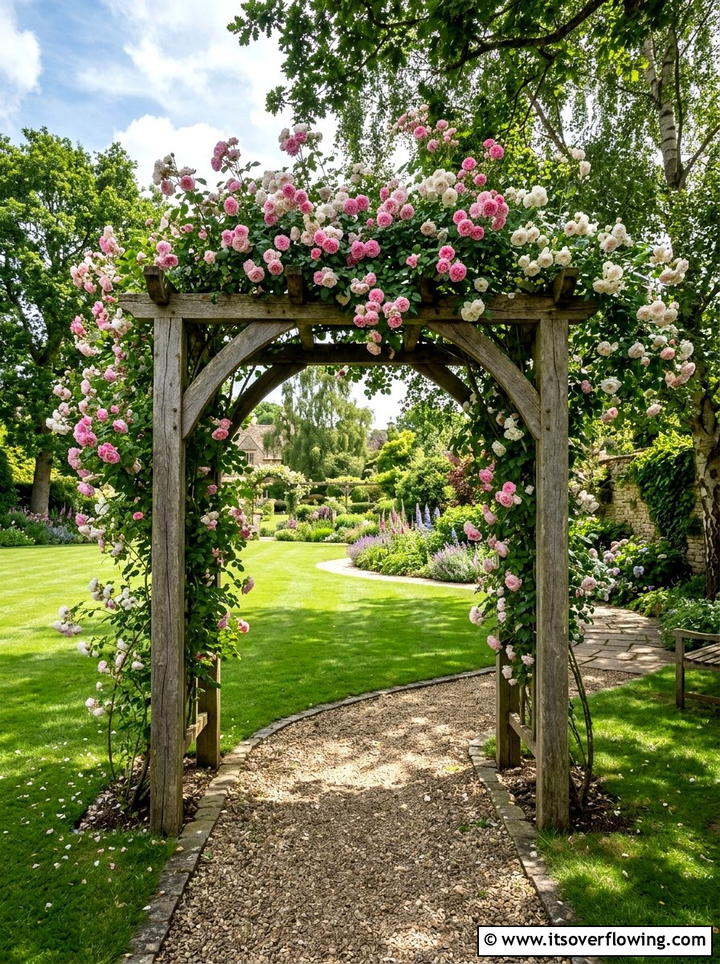 Climbing Rose Arbor - 25 garden design ideas for cottage gardens