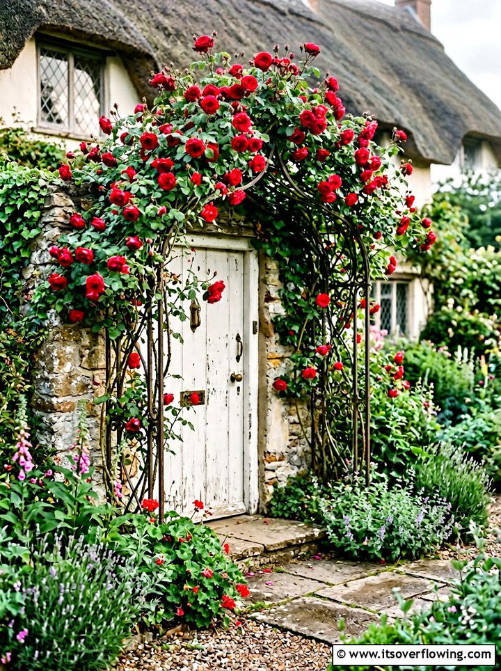 Climbing Rose Door Support - 25 upcycled garden ideas with old doors