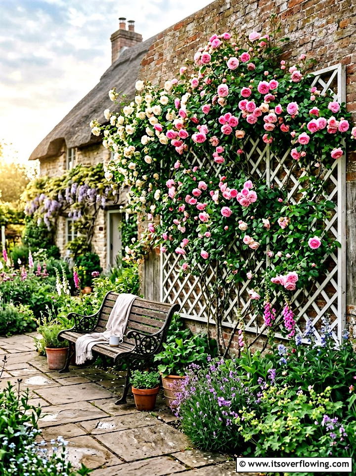 Climbing Rose Trellis - 25 garden ideas for courtyards