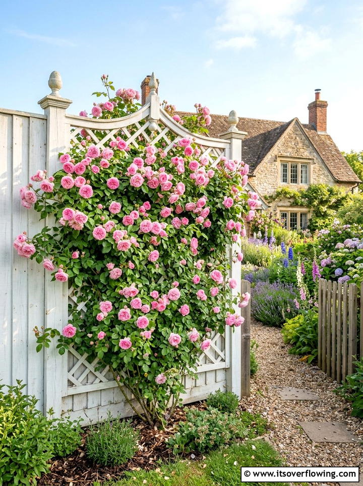 Climbing Rose Trellis - 25 garden design ideas for fence lines