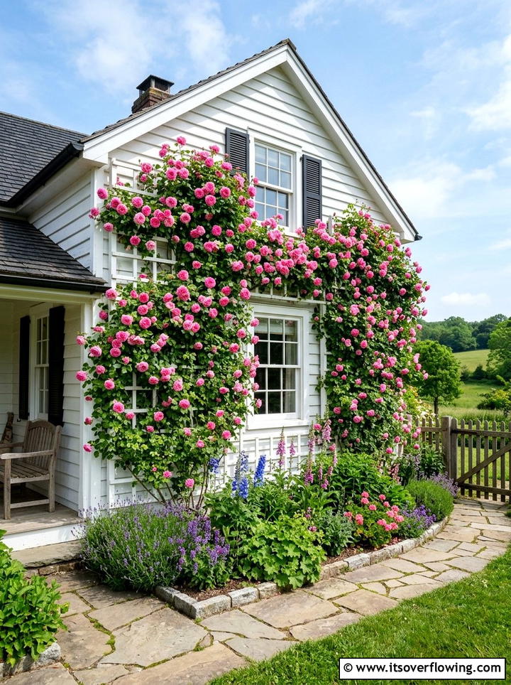 Climbing Rose Trellis Wall - 25 garden design ideas for farmhouse landscapes