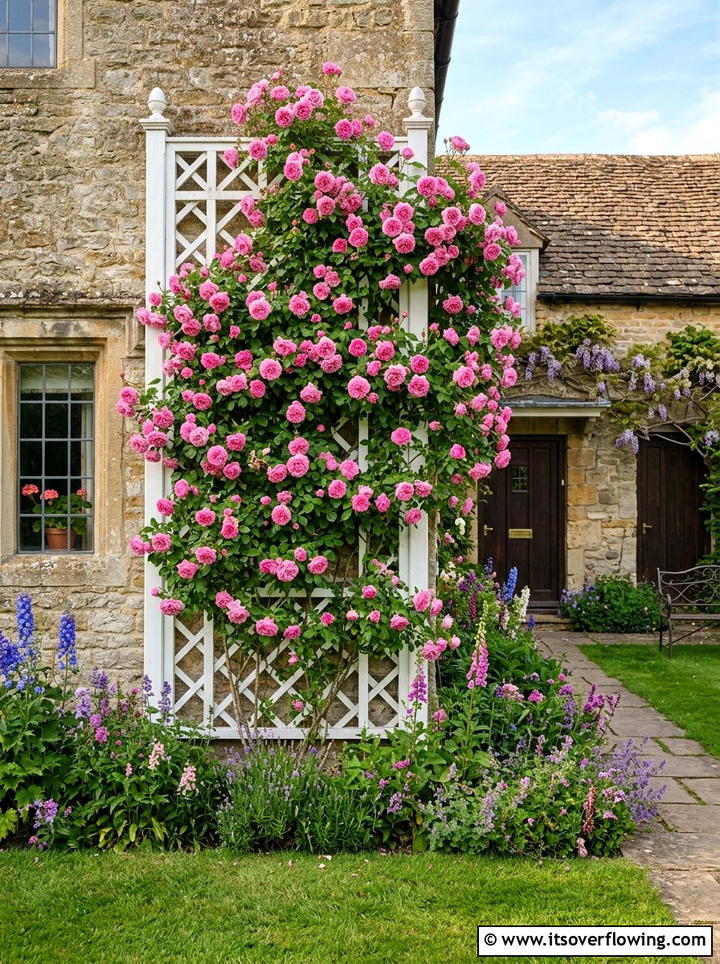Climbing Rose Trellis - 25 backyard ideas with vertical garden