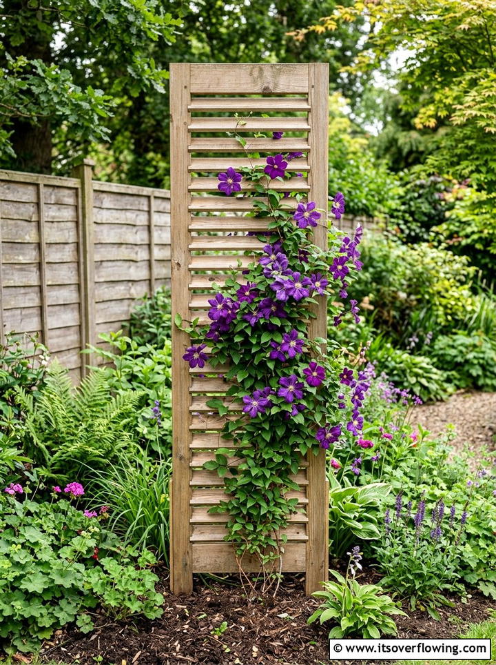 Climbing plant support - 25 upcycled garden ideas with old shutters