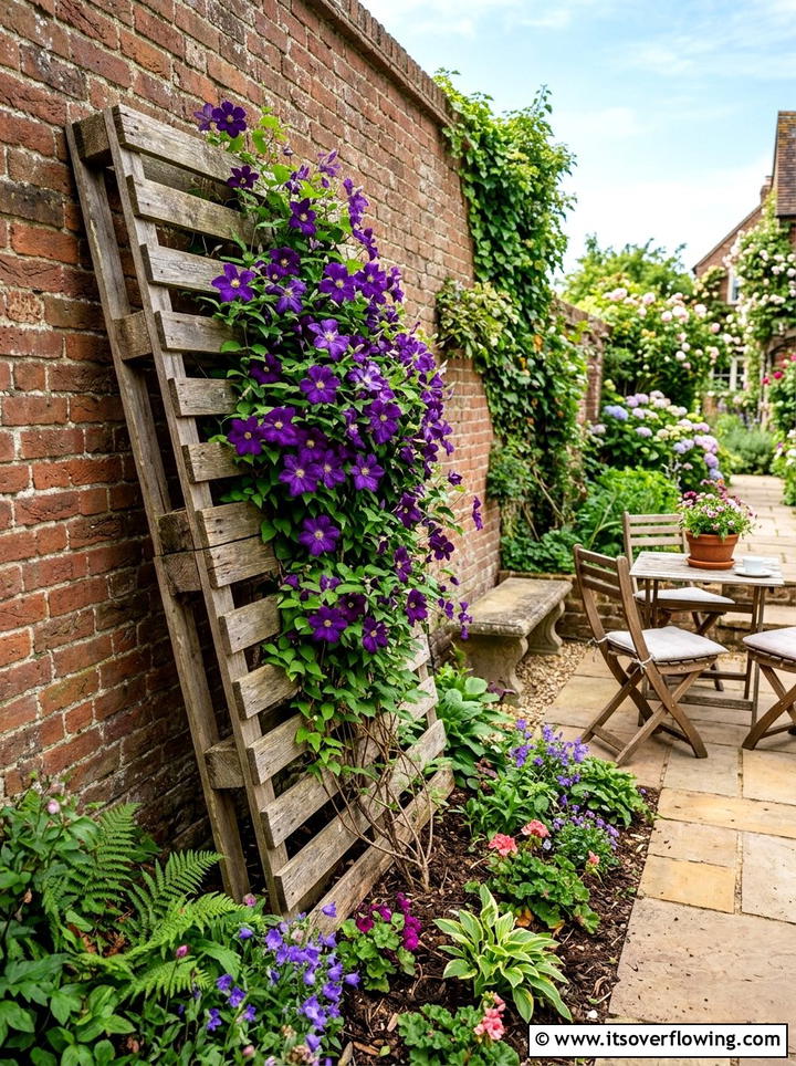 Climbing plant trellis - 25 creative garden ideas with pallet planters