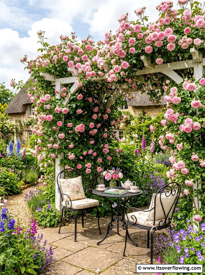 Climbing rose garden structure - 25 creative garden ideas with pergola vines