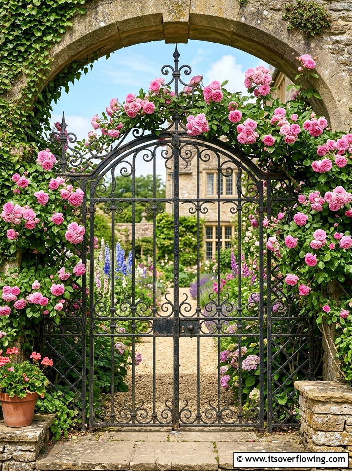 Climbing rose support - 25 upcycled garden ideas with old gates