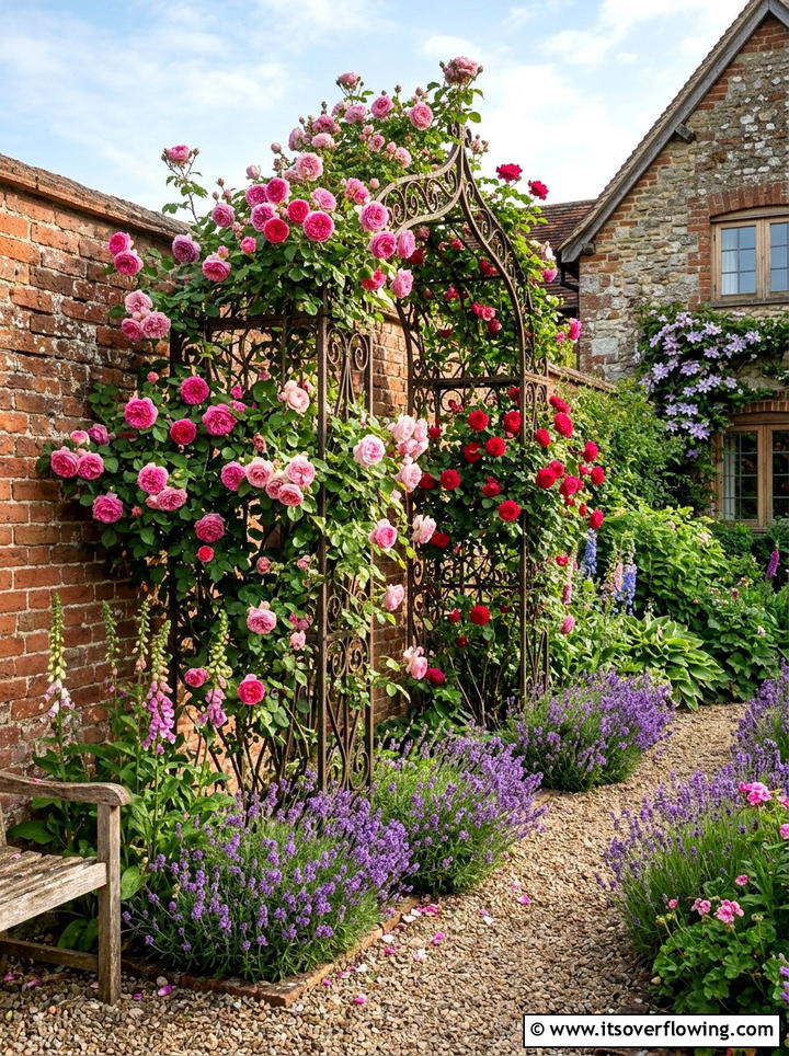 Climbing roses on trellis - 25 garden design ideas with trellis walls