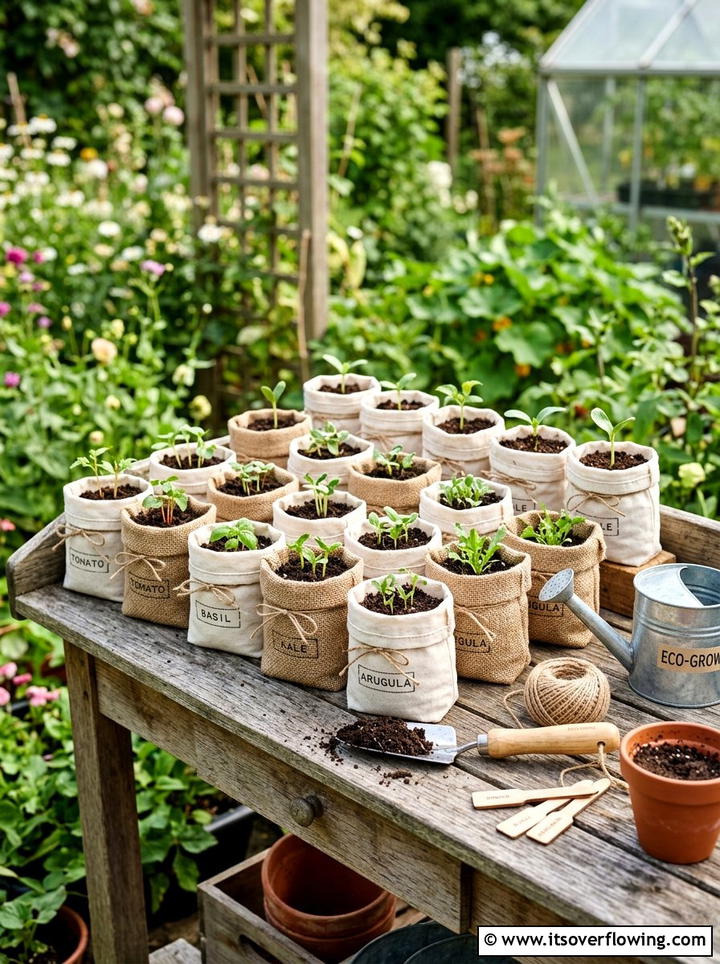 Cloth Seed Starter Pots - 25 upcycled garden ideas with fabric scraps
