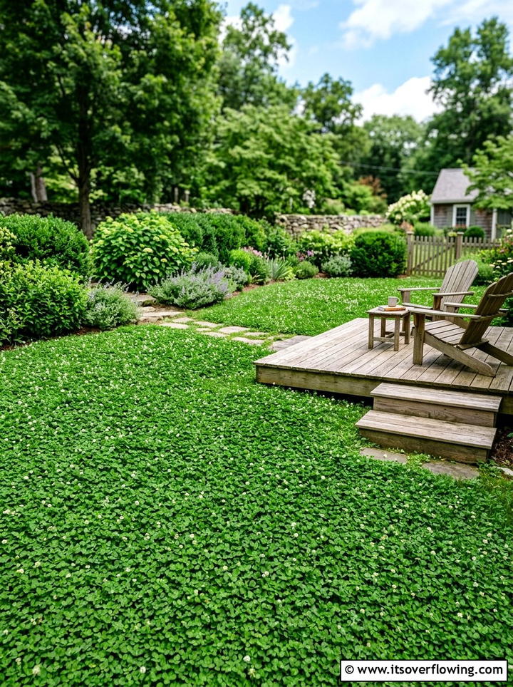 Clover Lawn Alternative - 25 backyard ideas with low maintenance plants