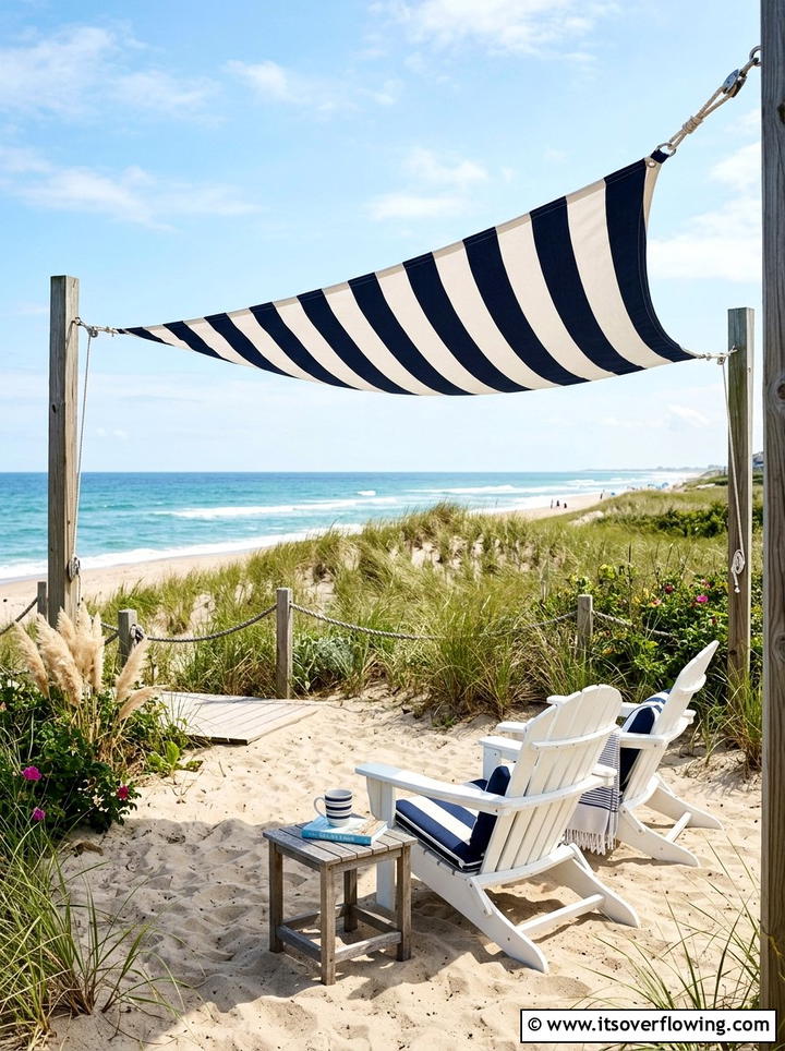 Coastal Backyard Shade Sail - 25 backyard ideas with shade sail