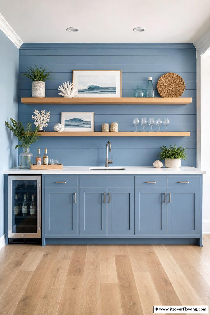 Coastal Blue Shiplap Splash - 30 Shiplap Backsplash Ideas to Elevate Kitchen Design