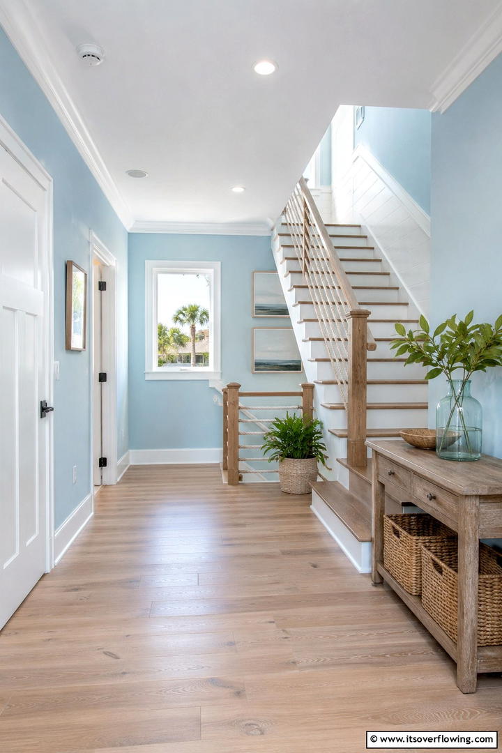 Coastal Breeze Stair Landing - 30 Stair Landing Ideas to Maximize Functional Spaces
