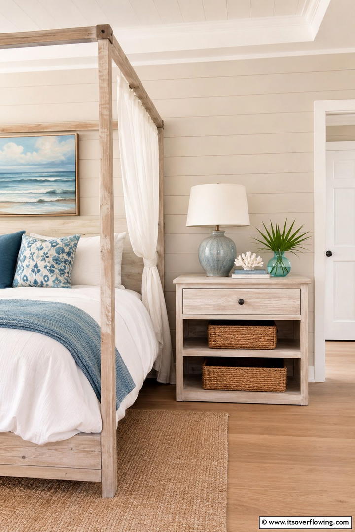 Coastal Breeze - 30 Innovative Nightstand Ideas for Bedroom Functionality