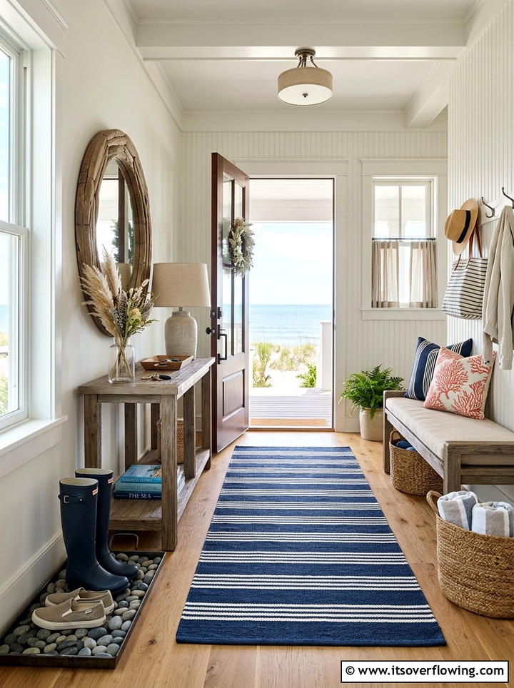 Coastal Entryway Decor - 25 front porch ideas with boot tray