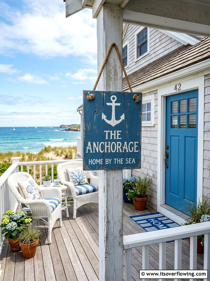 Coastal Front Door Sign - 25 front porch decor ideas with signs