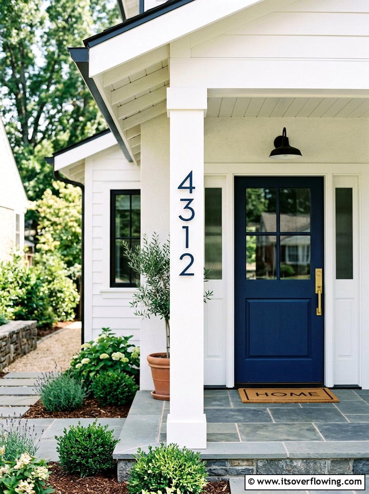 Coastal House Numbers - 25 front porch decor ideas with coastal blue palette