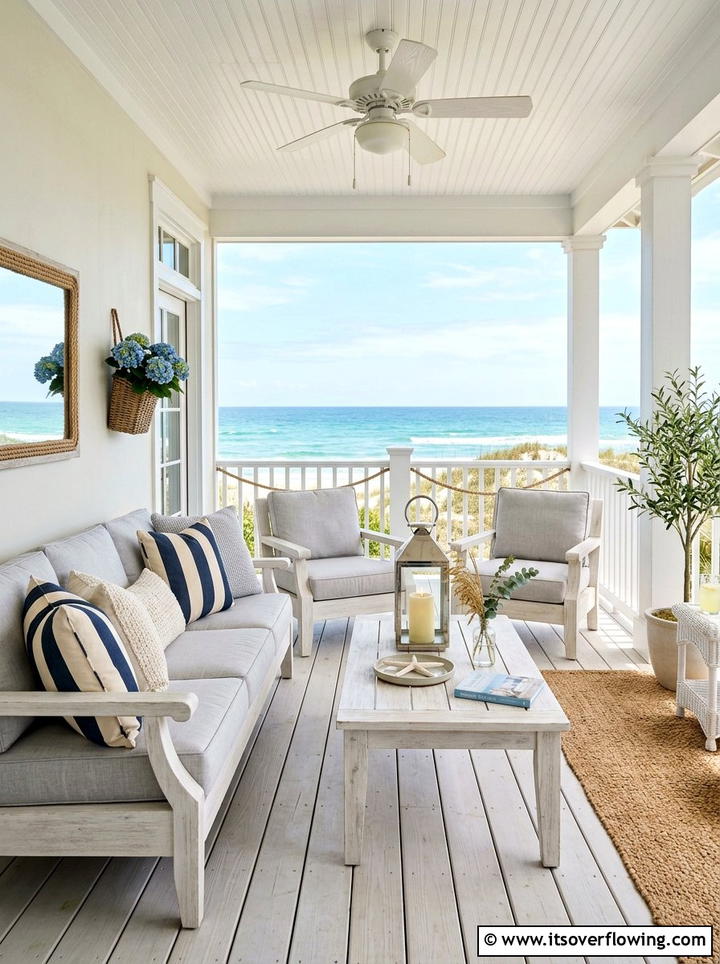 Coastal Neutral Porch - 25 front porch decor ideas with neutral tones