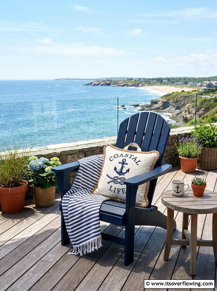 Coastal Patio Chair - 25 front porch decor ideas with throws