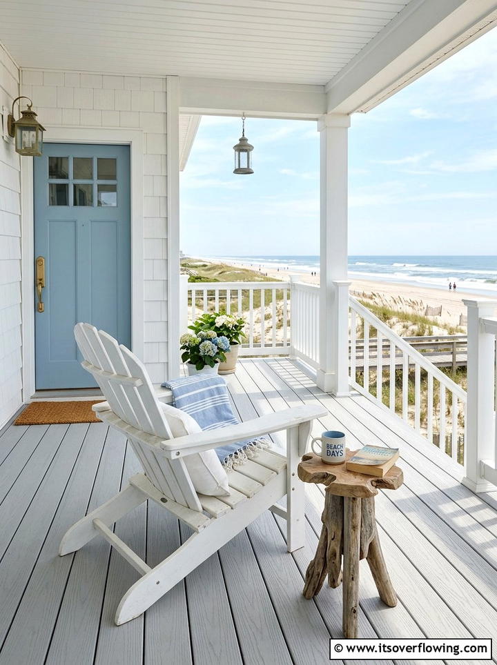Coastal Porch With Adirondack Chair - 25 front porch decor ideas with asymmetrical layout