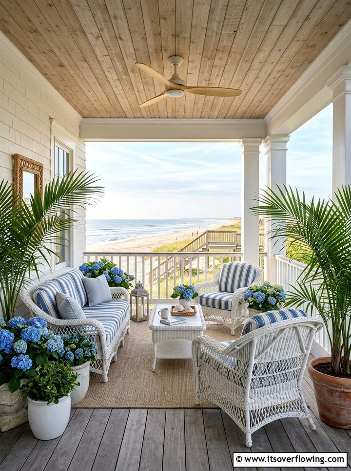 Coastal Porch - 25 front porch ideas with ceiling fan