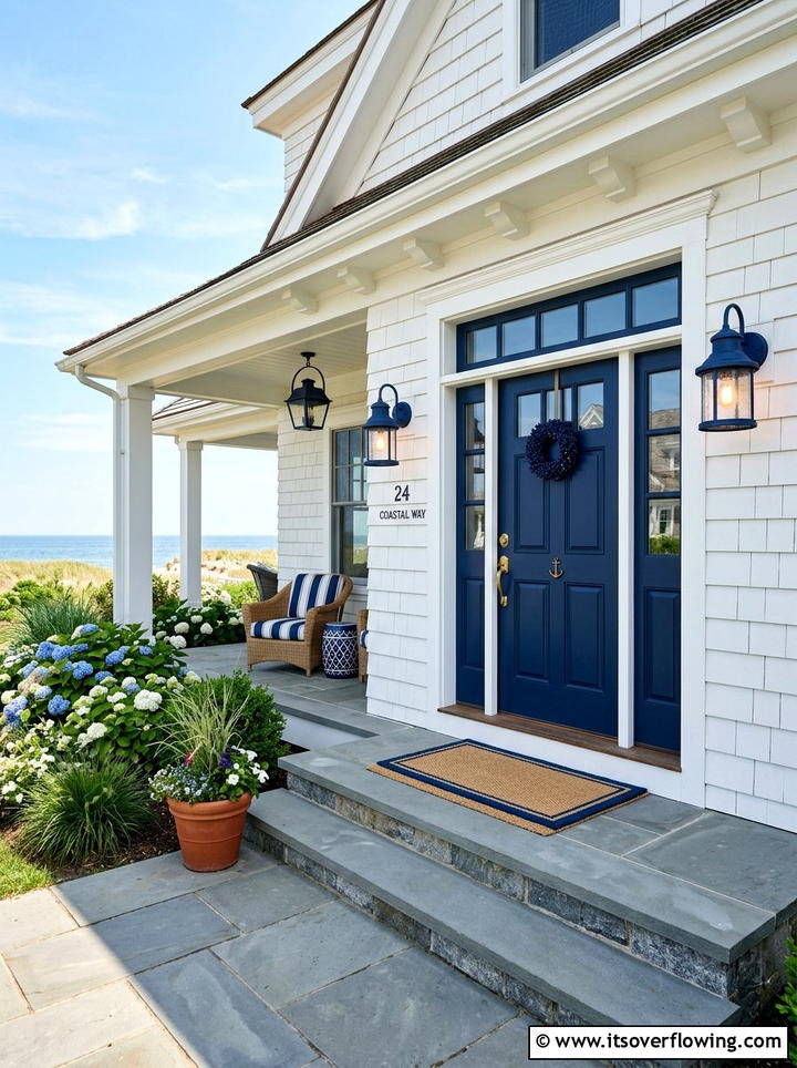Coastal Sconce Lighting - 25 front porch decor ideas with coastal blue palette