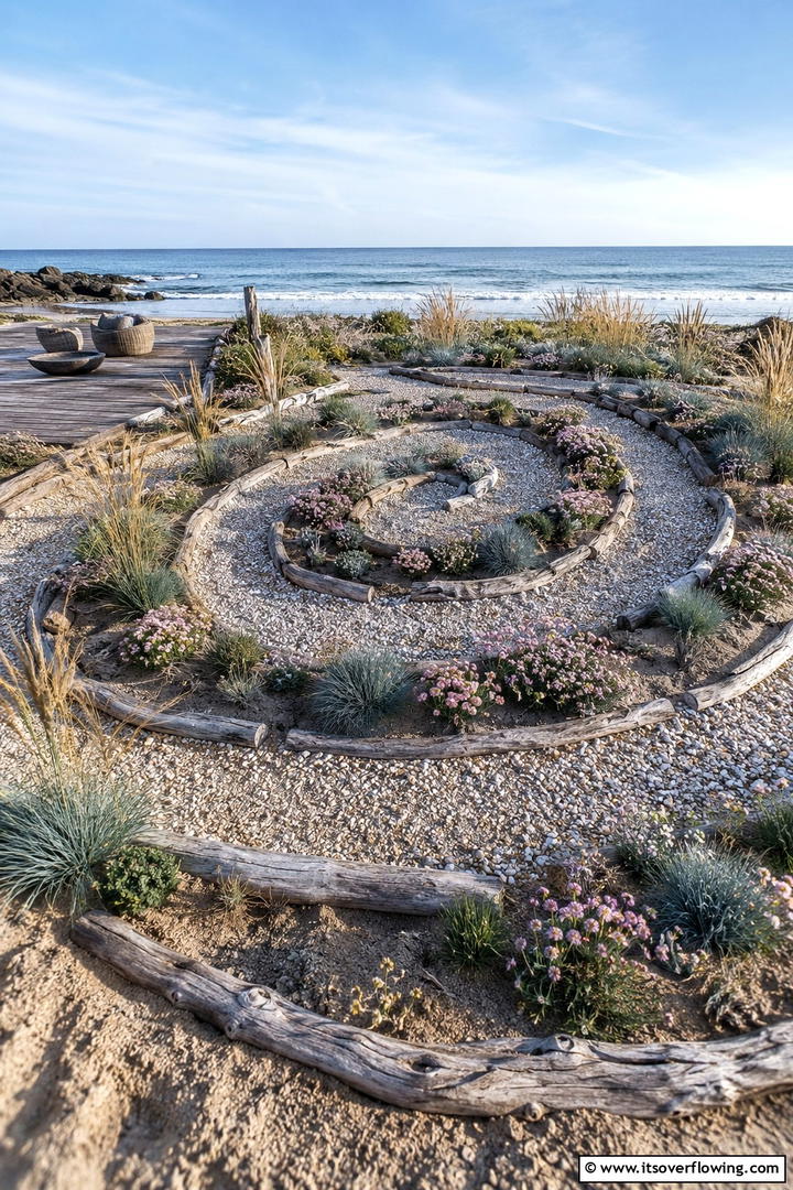 Coastal Spiral Retreat - 30 Spiral Garden Design Ideas for Unique Outdoor Layouts