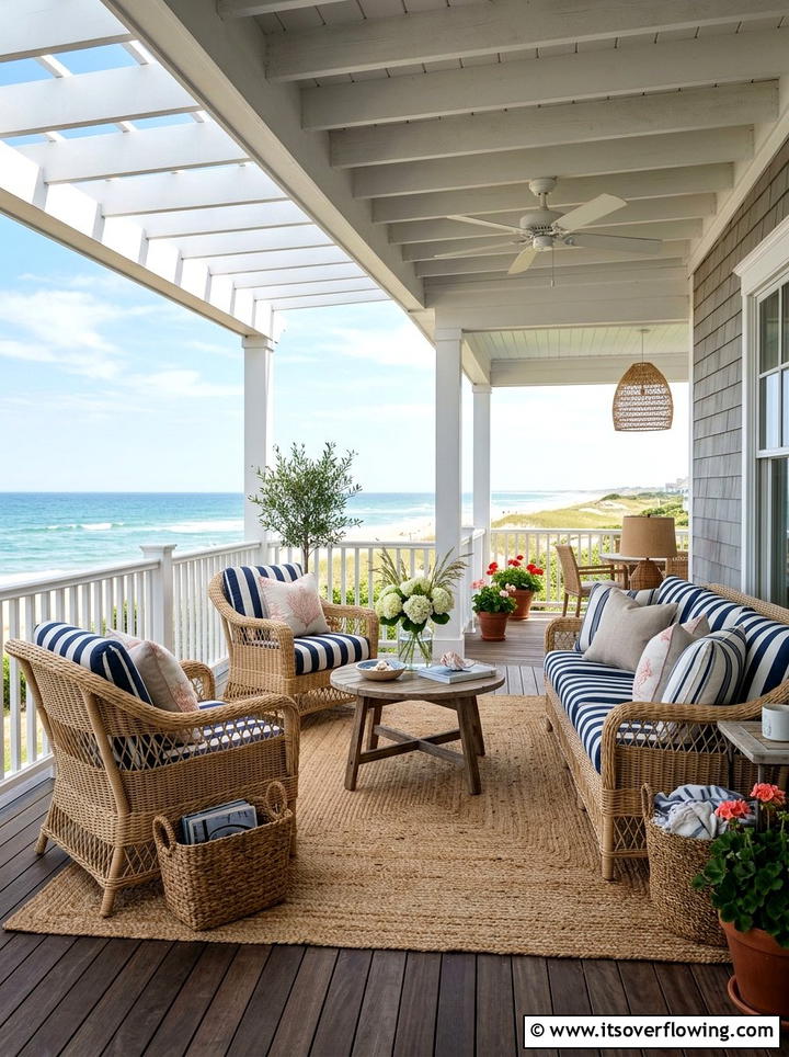 Coastal Summer Porch - 25 front porch ideas with summer decor
