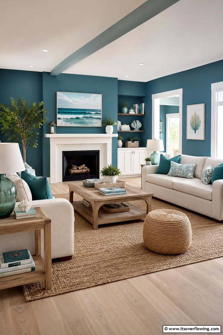 Coastal Teal Elegance - 30 Teal Living Room Ideas for Bold & Serene Interior Spaces