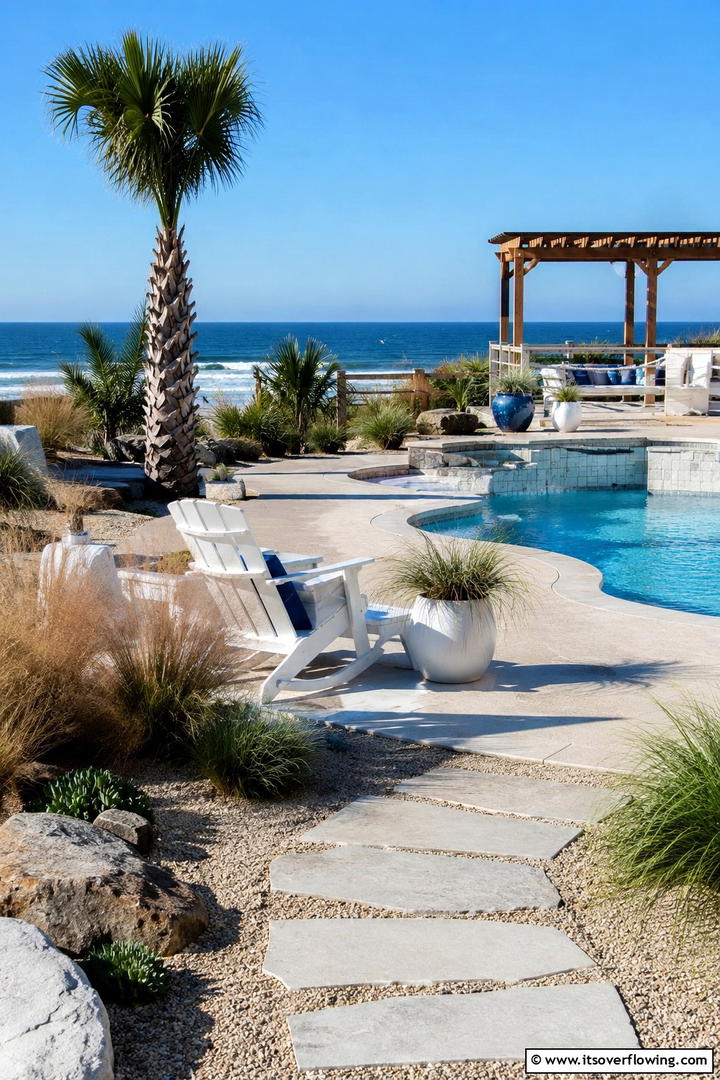 Coastal Vibe with Sand and Sea Elements - 30 Pool Landscaping Ideas to Create a Resort-Style Backyard