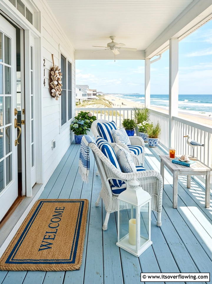 Coastal White Lantern - 25 front porch ideas with lanterns