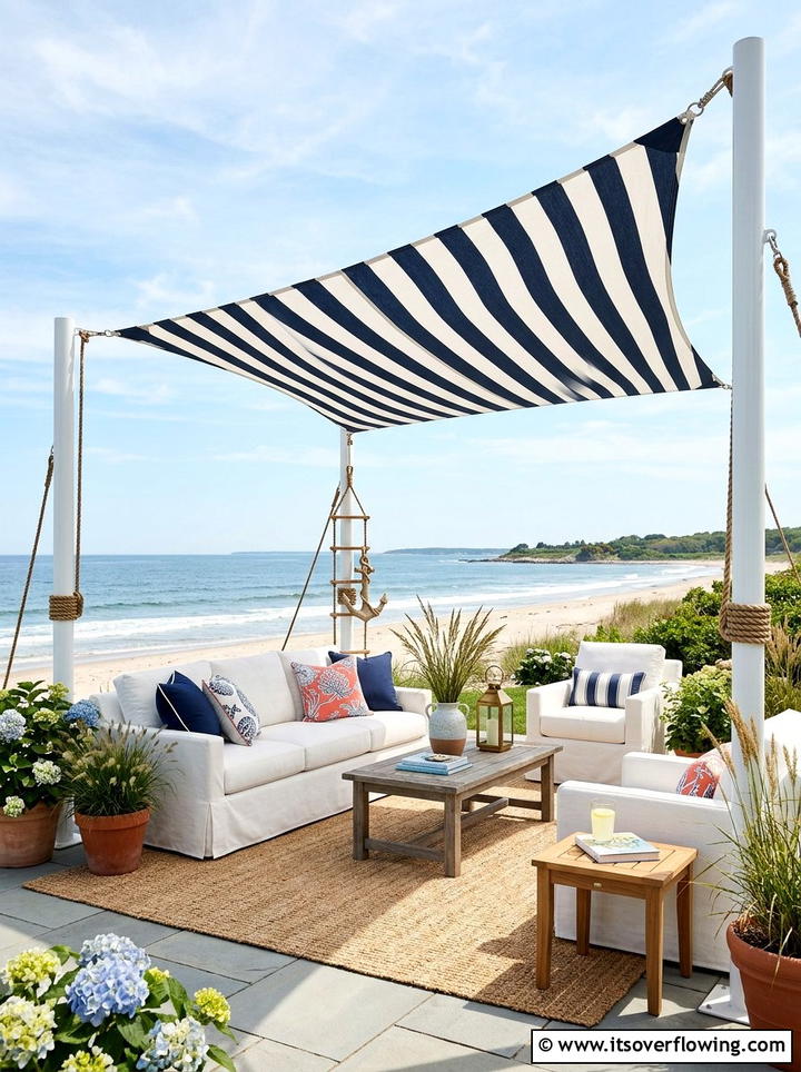 Coastal backyard shade sail - 25 backyard decorating ideas with shade sail